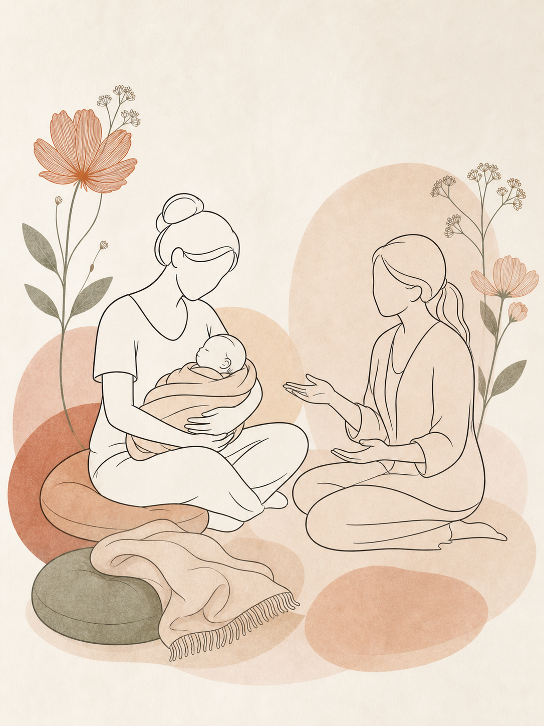 Parent and practitioner in a gentle baby-focused consultation